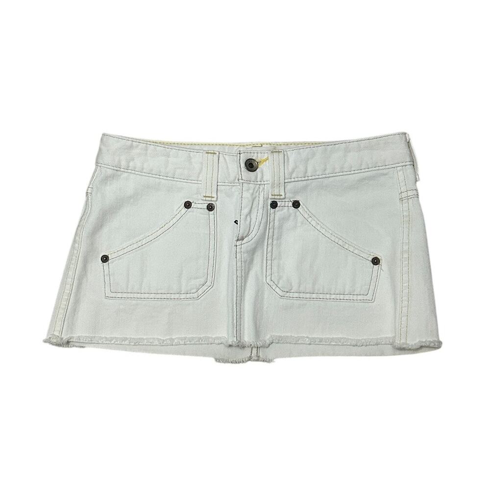 Pre-owned Women's X2 Demin Laboratory Mini Skirt Demin White Size 0
